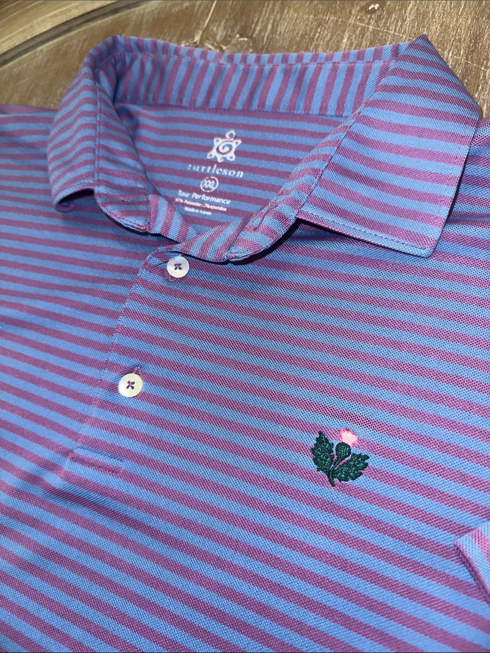 Turtleson Men’s Purple & Blue Striped Tour Performance Polo Shirt XXL